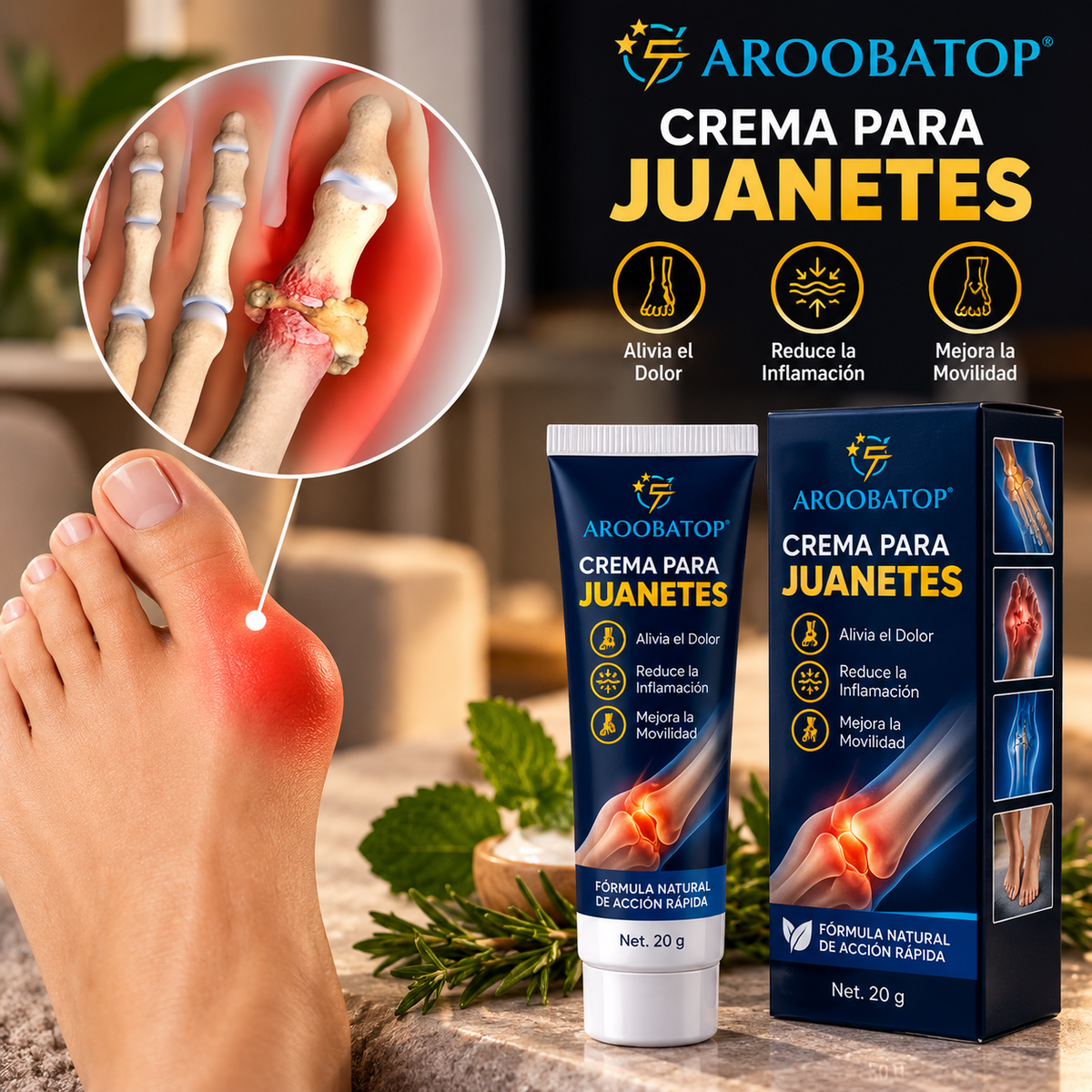 Crema para aliviar las molestias de los juanetes