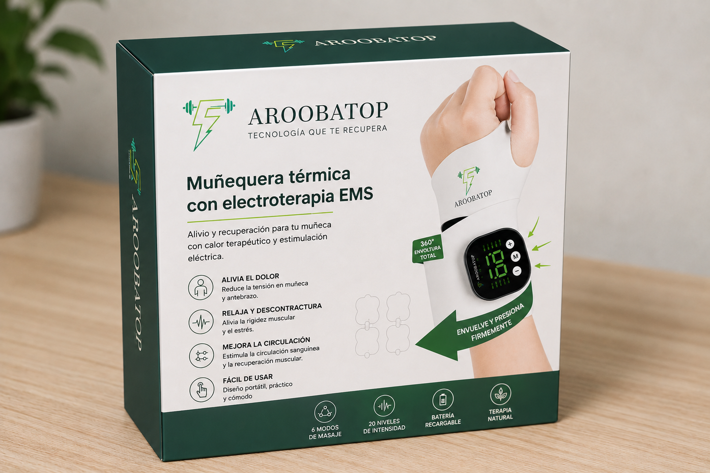 Muñequera térmica con electroterapia EMS